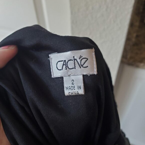 Cache Silk Blend Sleeveless Midi Beaded Dress Asymmetrical Hem - Picture 9 of 10